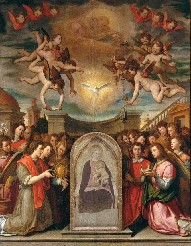 Dio Padre e lo Spirito Santo con angeli - Prato
